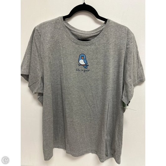 Top Short Sleeve By Life Is Good In Grey, Size: 2x