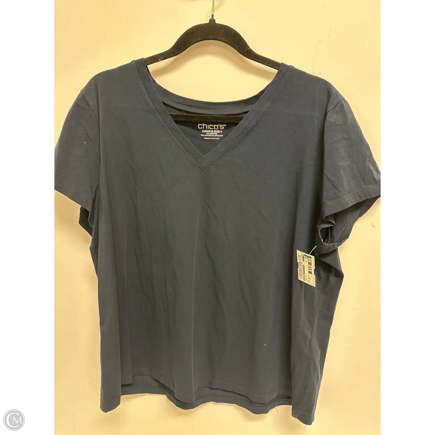 Top Short Sleeve By Chicos In Navy, Size: 1x
