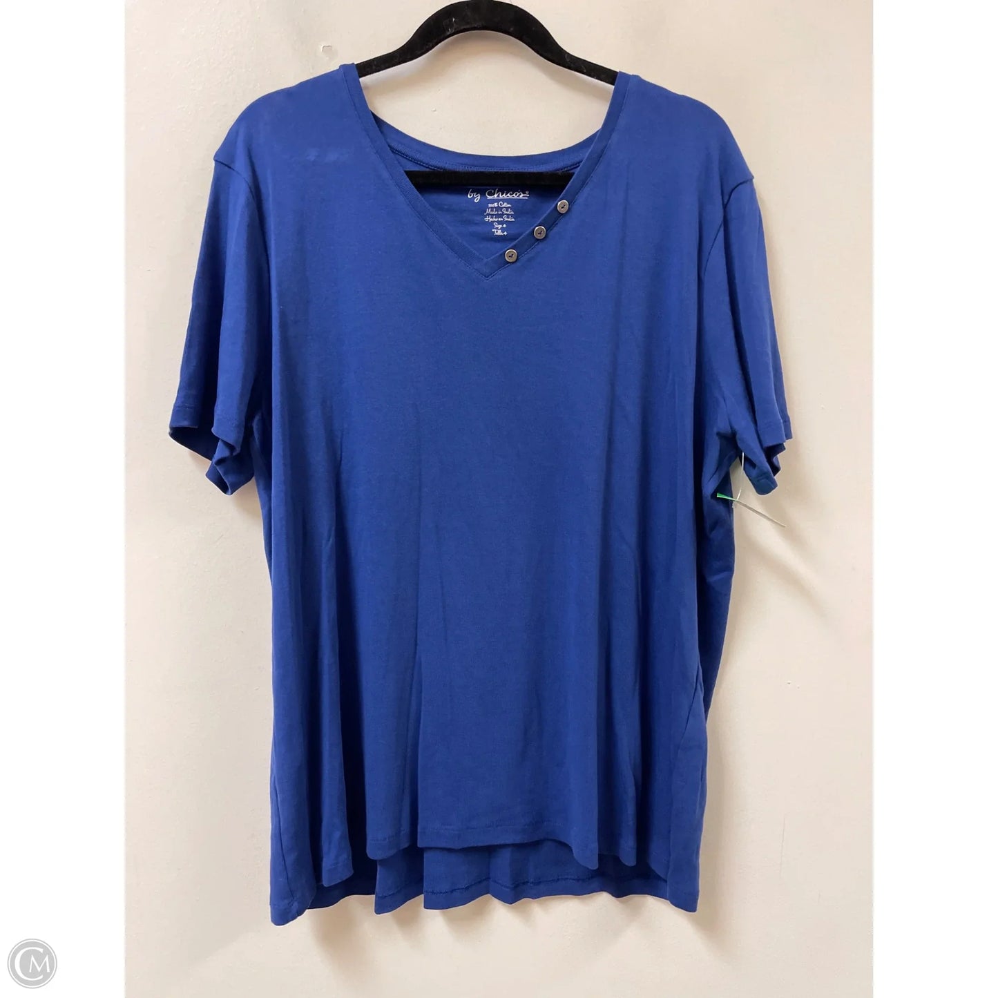 Top Short Sleeve By Chicos In Navy, Size: 1x
