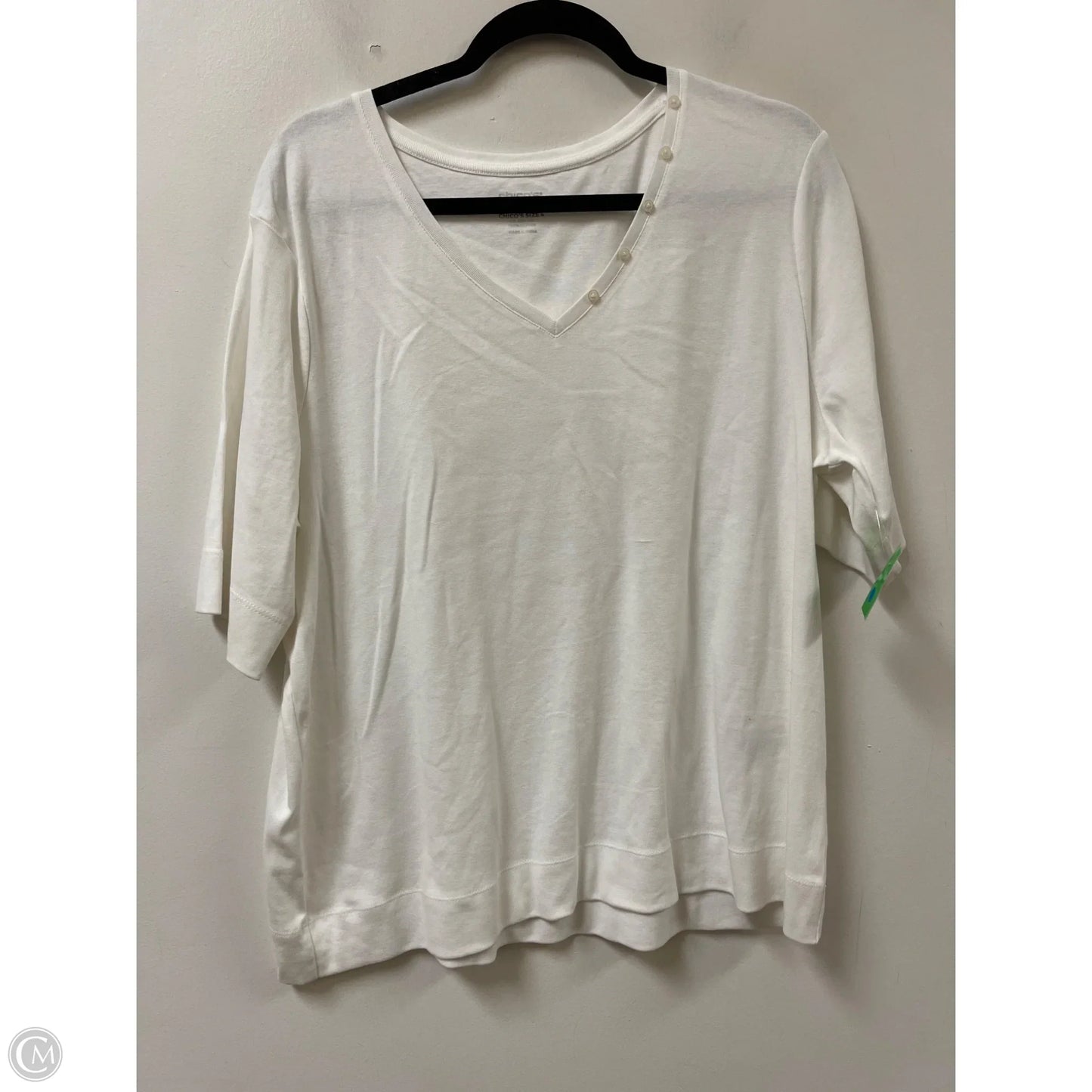 Top Short Sleeve By Chicos In White, Size: 1x