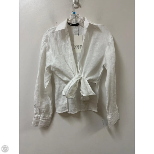 Blouse Long Sleeve By Zara In White, Size: S