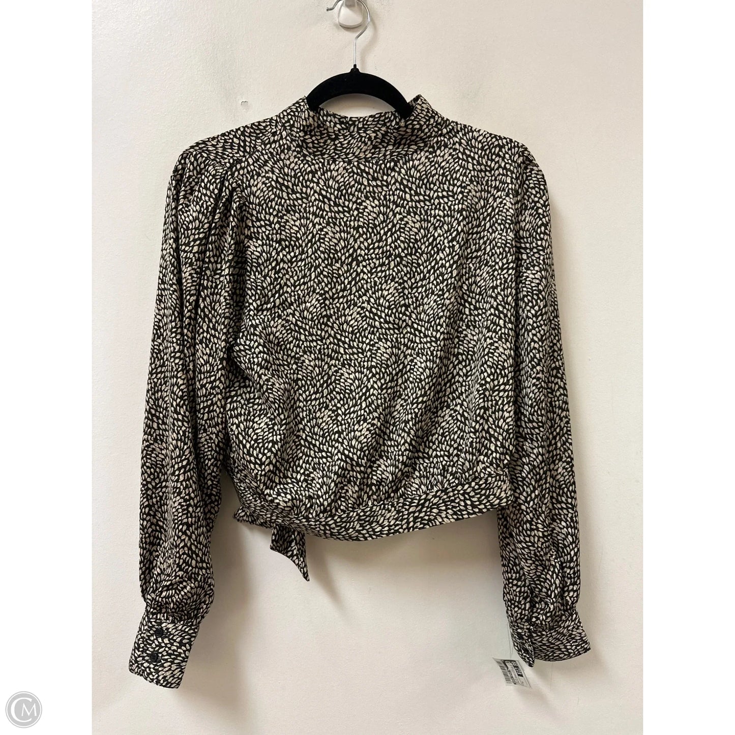 Top Long Sleeve By Banana Republic In Brown & Cream, Size: M