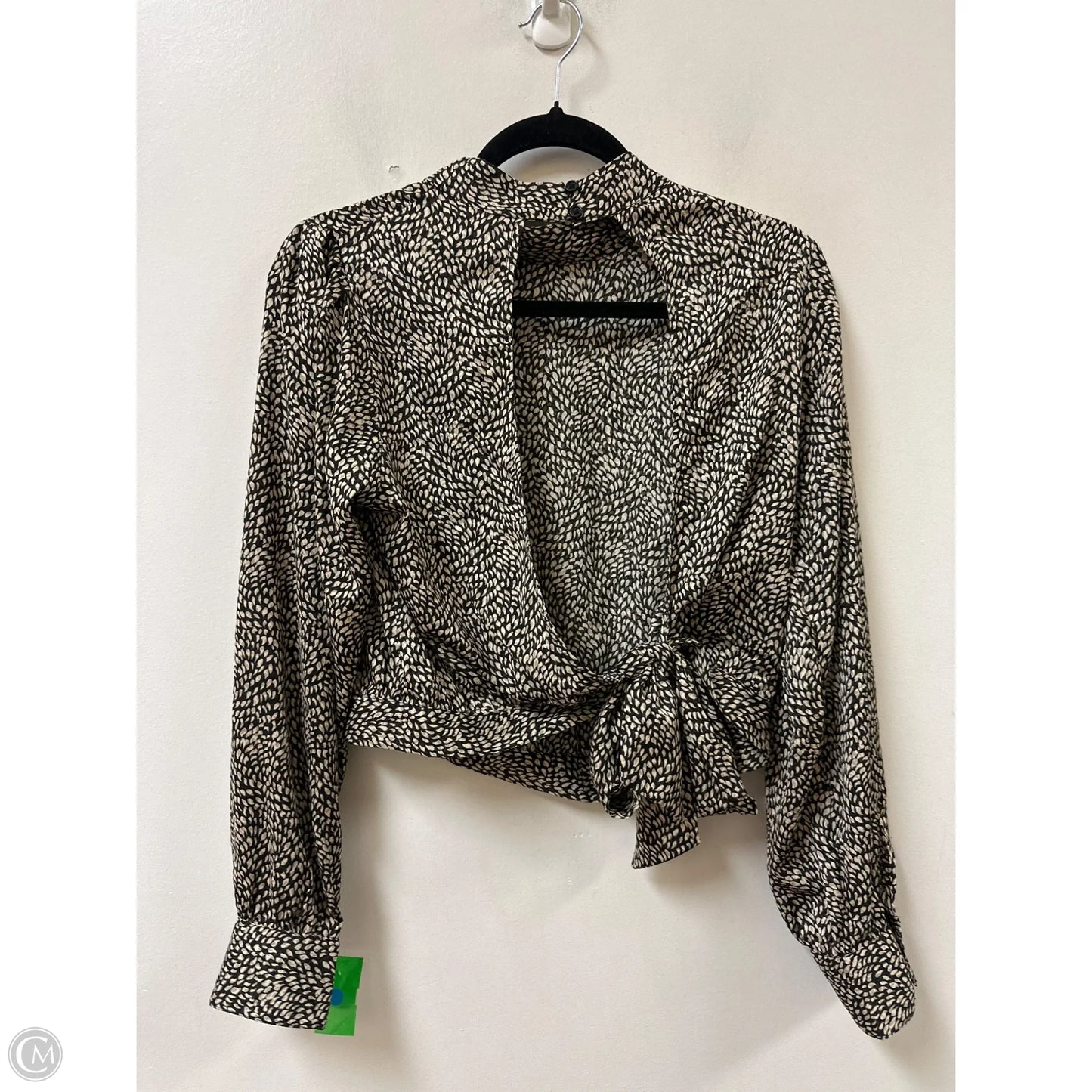Top Long Sleeve By Banana Republic In Brown & Cream, Size: M