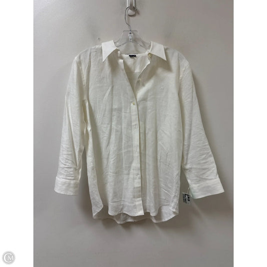 Blouse Long Sleeve By Chaps In White, Size: L