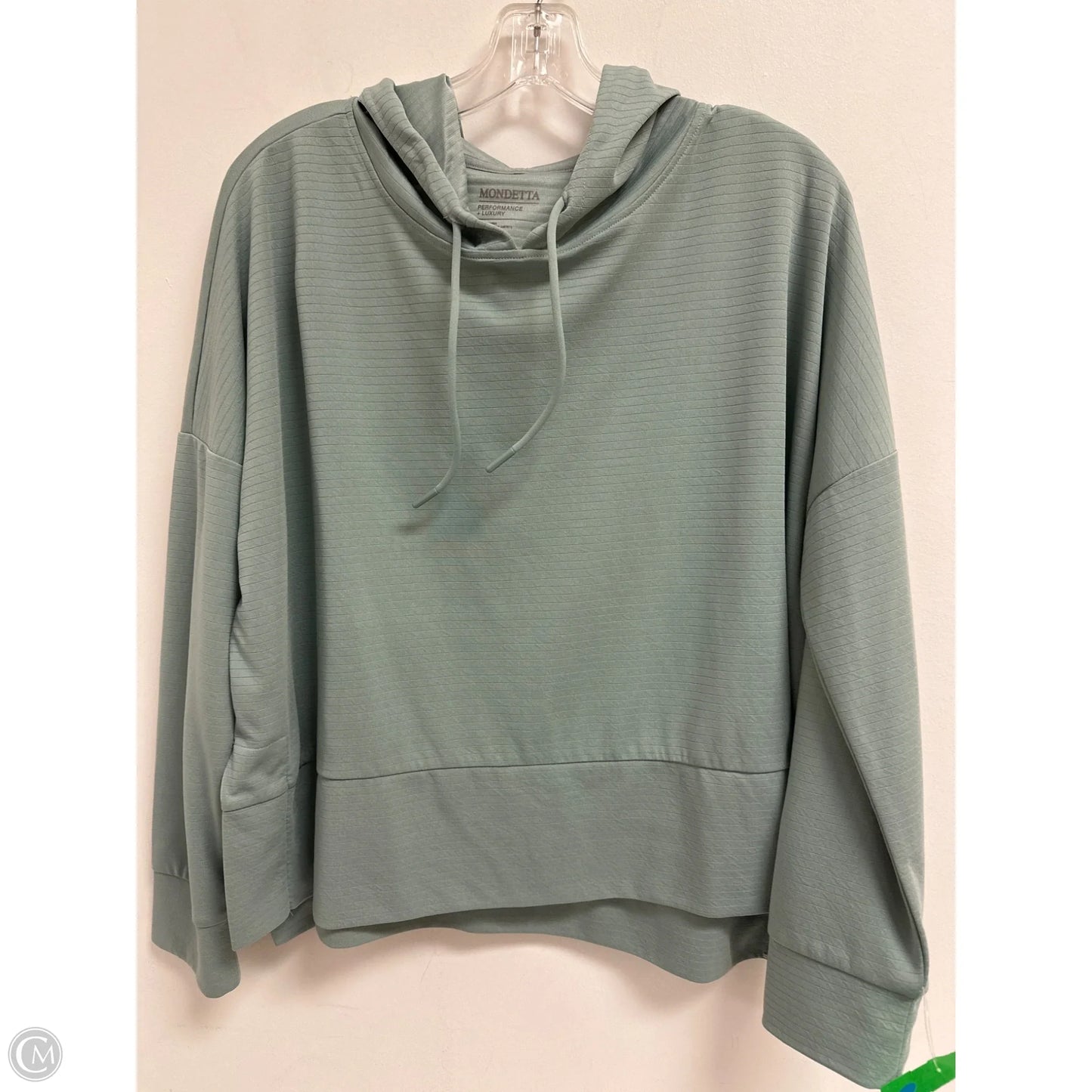 Athletic Top Long Sleeve Hoodie By Mondetta In Green, Size: M