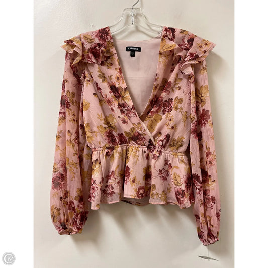 Top Long Sleeve By Express In Pink, Size: S