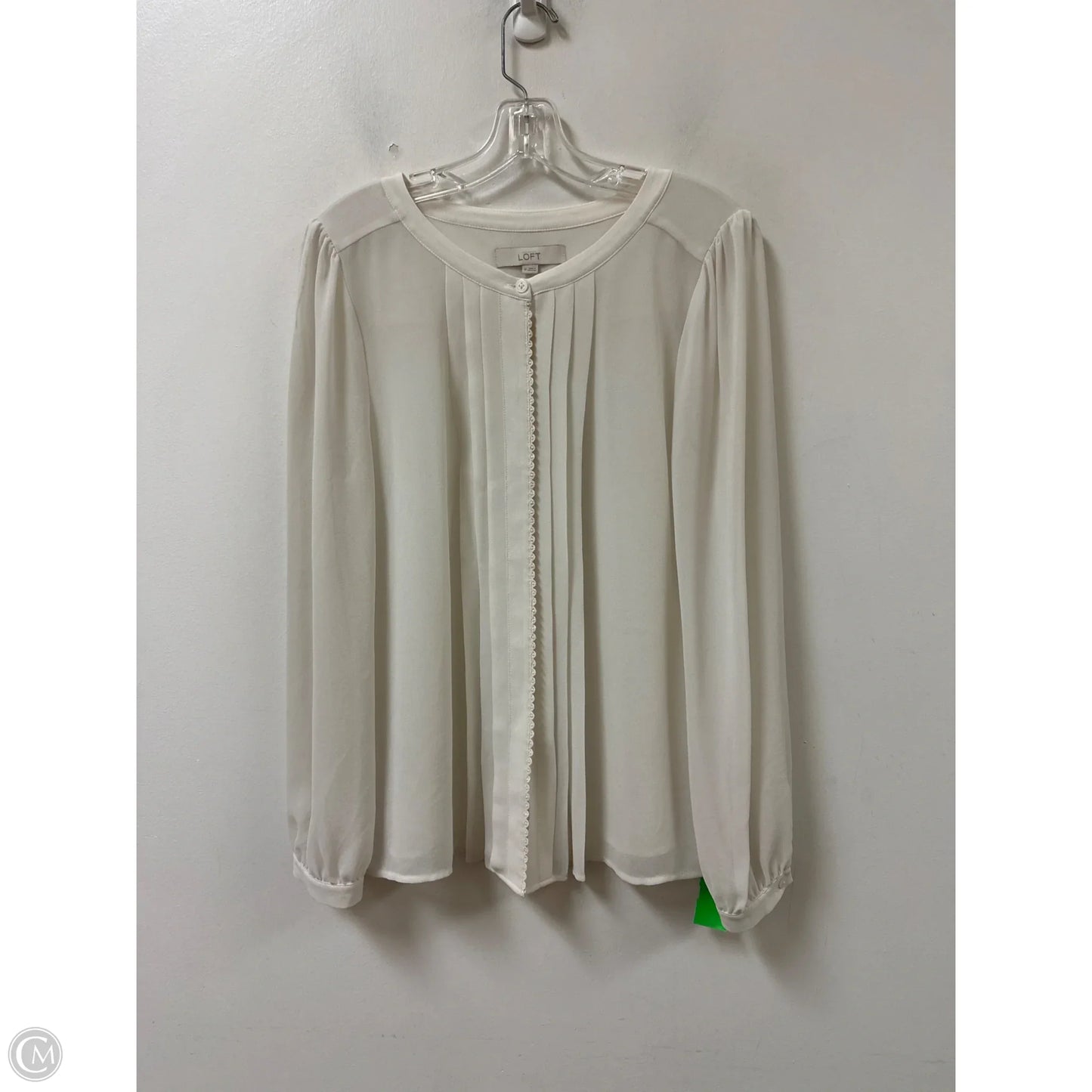 Blouse Long Sleeve By Loft In White, Size: M