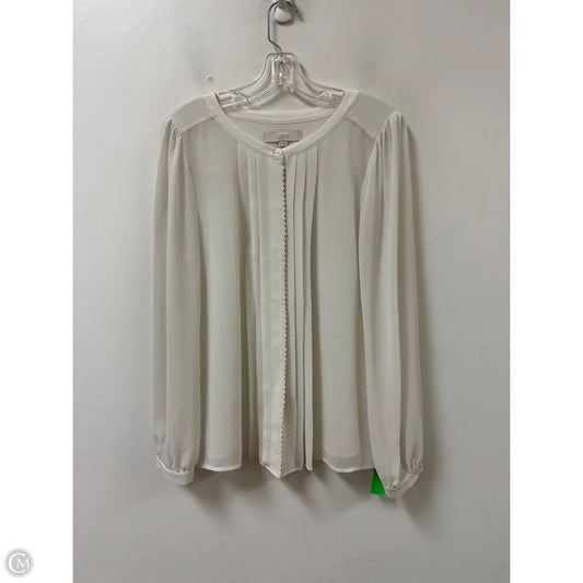 Blouse Long Sleeve By Loft In White, Size: M