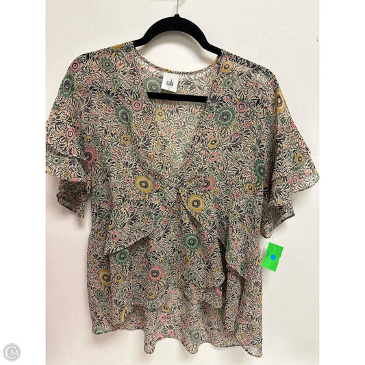 Top Short Sleeve By Cabi In Floral Print, Size: S