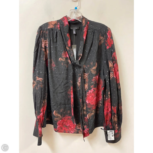 Top Long Sleeve By White House Black Market In Black & Red, Size: L