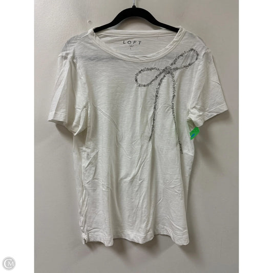 Top Short Sleeve By Loft In White, Size: L