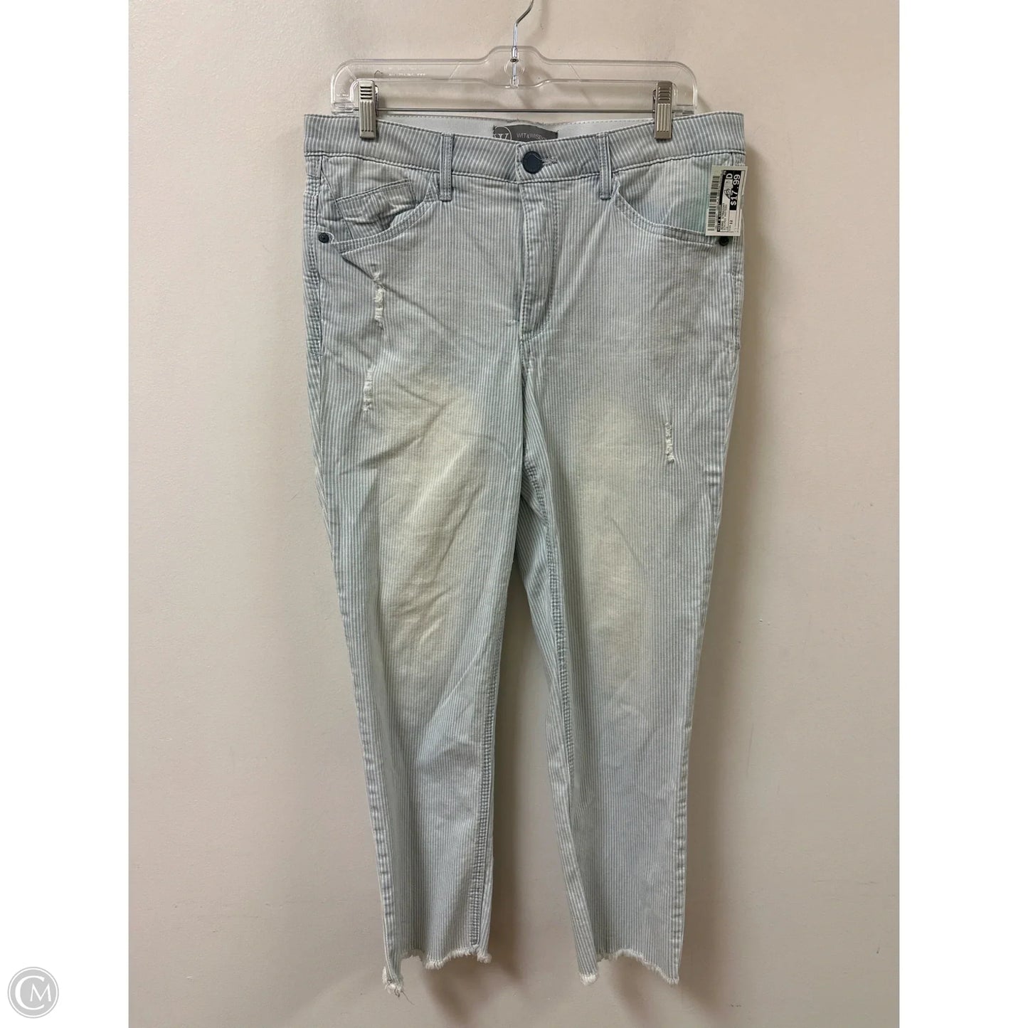 Jeans Straight By Wit & Wisdom In Striped Pattern, Size: 12