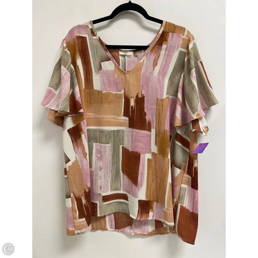 Top Short Sleeve By Entro In Brown & Pink, Size: Xl