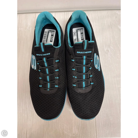 Shoes Athletic By Skechers In Black & Blue, Size: 7.5