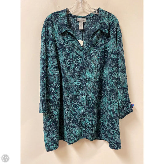 Blouse Long Sleeve By Catherines In Blue, Size: 4x