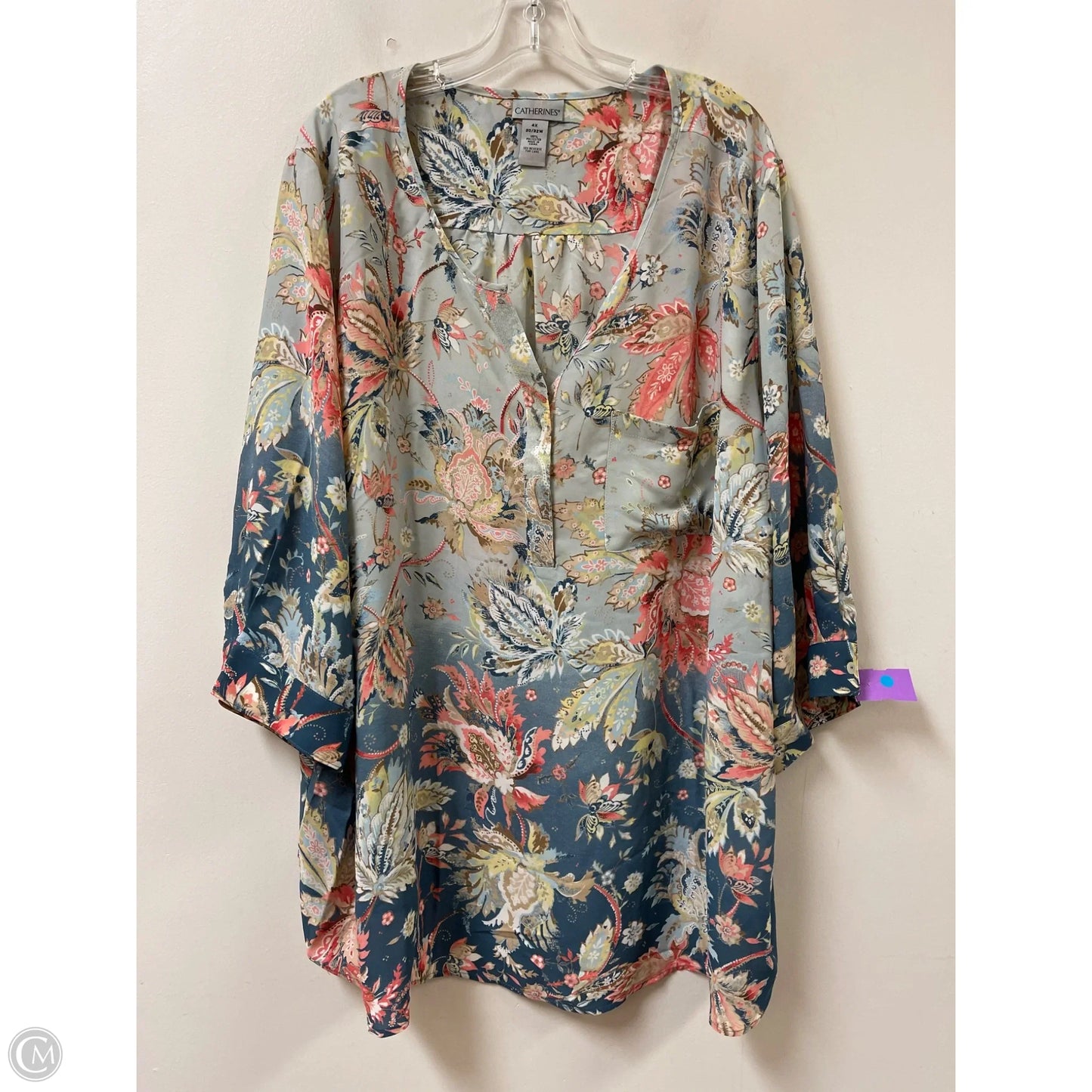 Top Long Sleeve By Catherines In Blue & Pink, Size: 4x