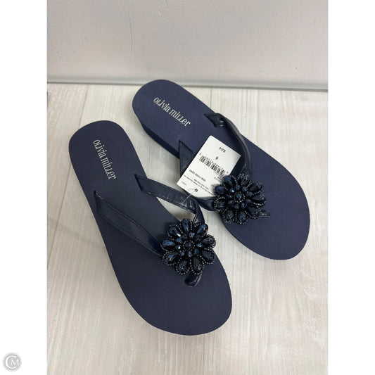 Sandals Flip Flops By Olivia Miller In Navy, Size: 8