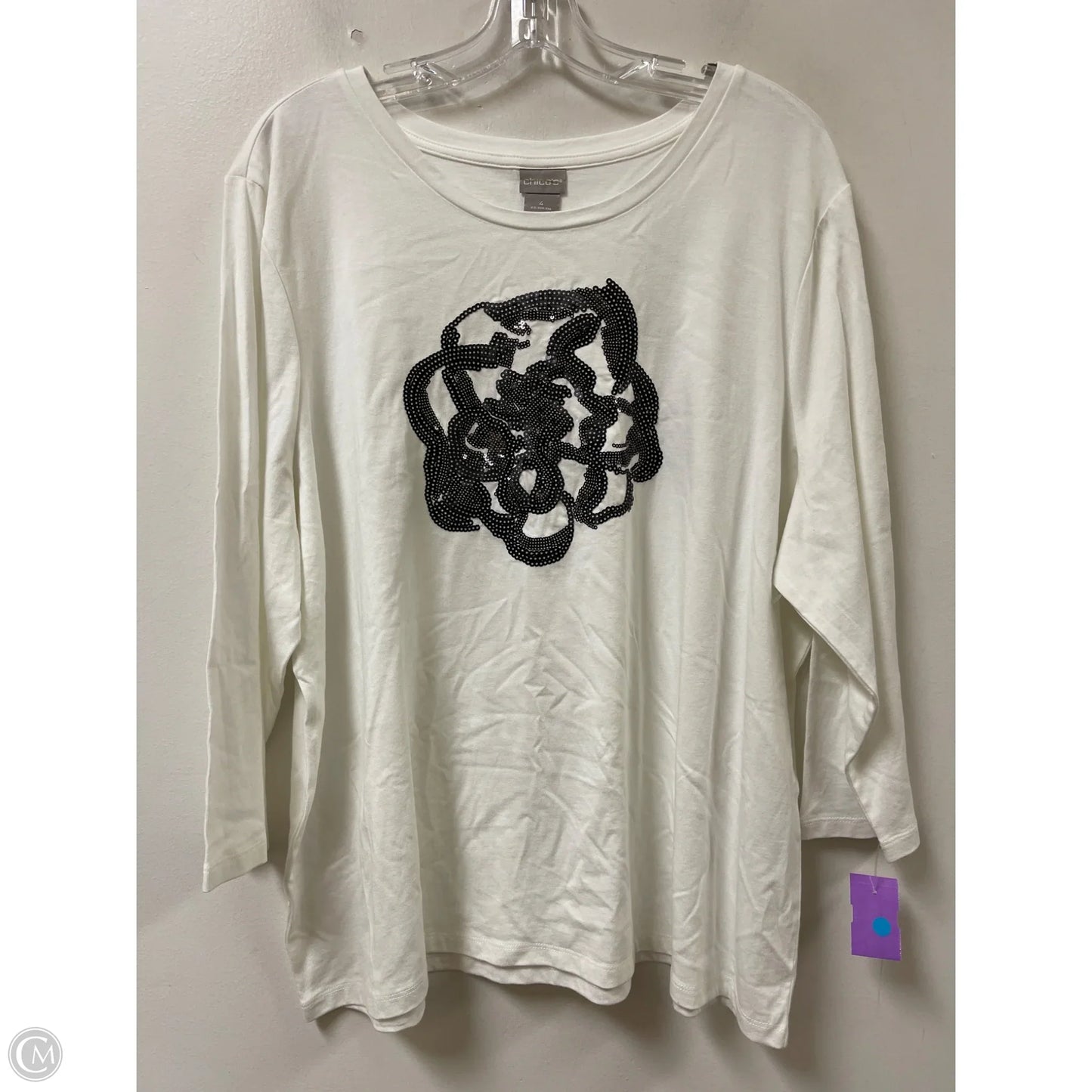 Top Long Sleeve By Chicos In White, Size: 1x