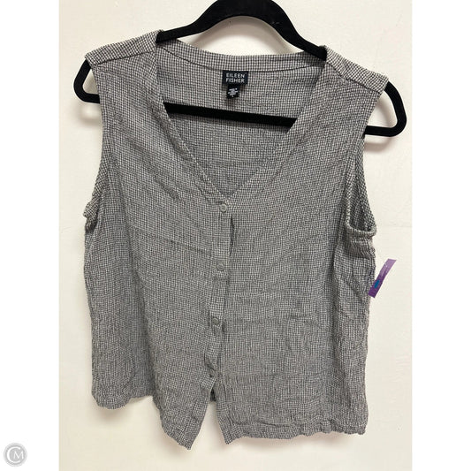 Blouse Sleeveless By Eileen Fisher In Black & Grey, Size: L