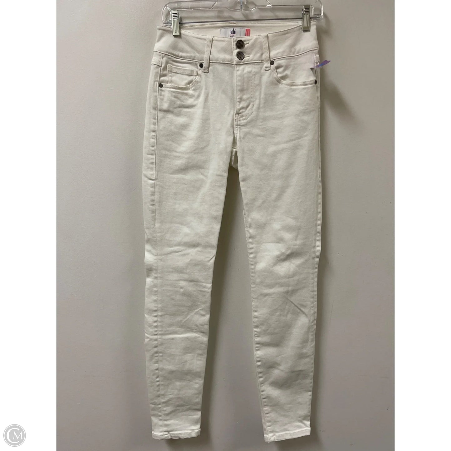 Jeans Skinny By Cabi In White Denim, Size: 2