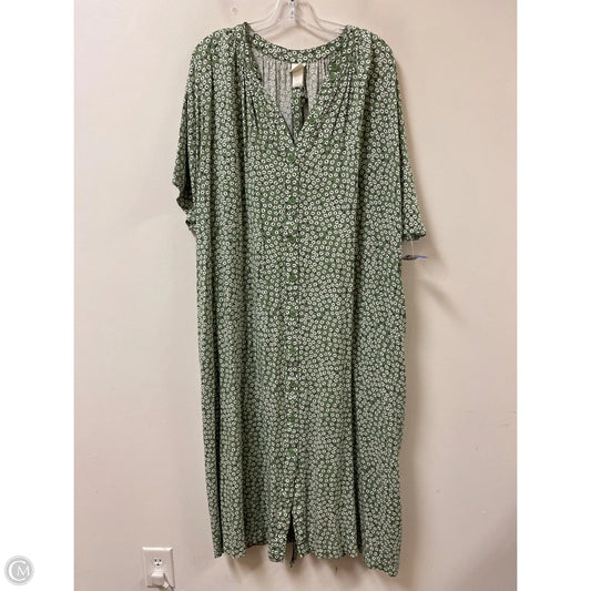 Dress Casual Maxi By H&m In Green & White, Size: Xl