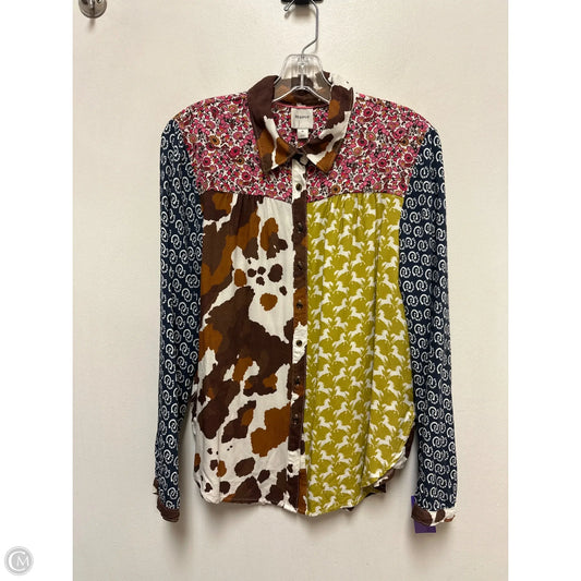 Blouse Long Sleeve By Maeve In Multi-colored, Size: M