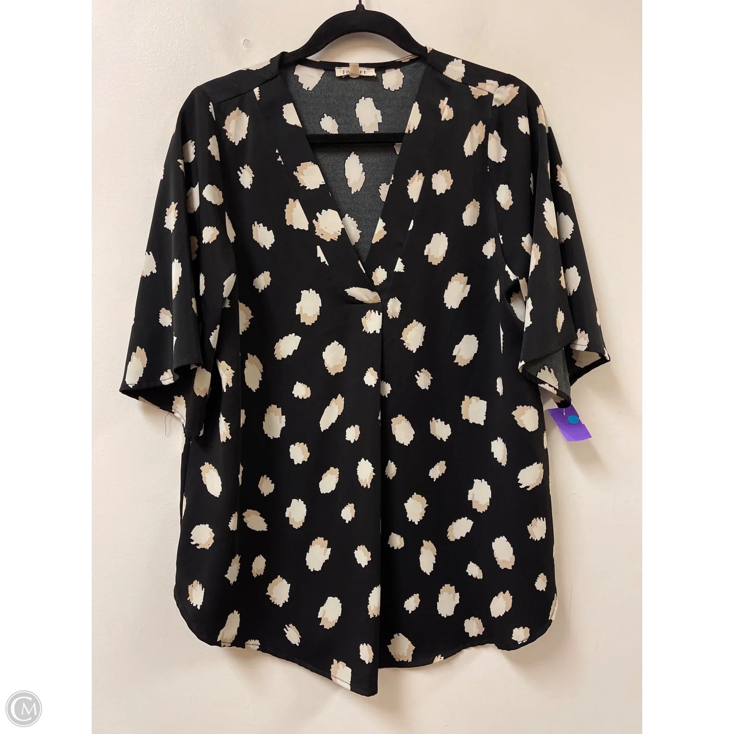 Top Short Sleeve By Jodifl In Black & Cream, Size: M