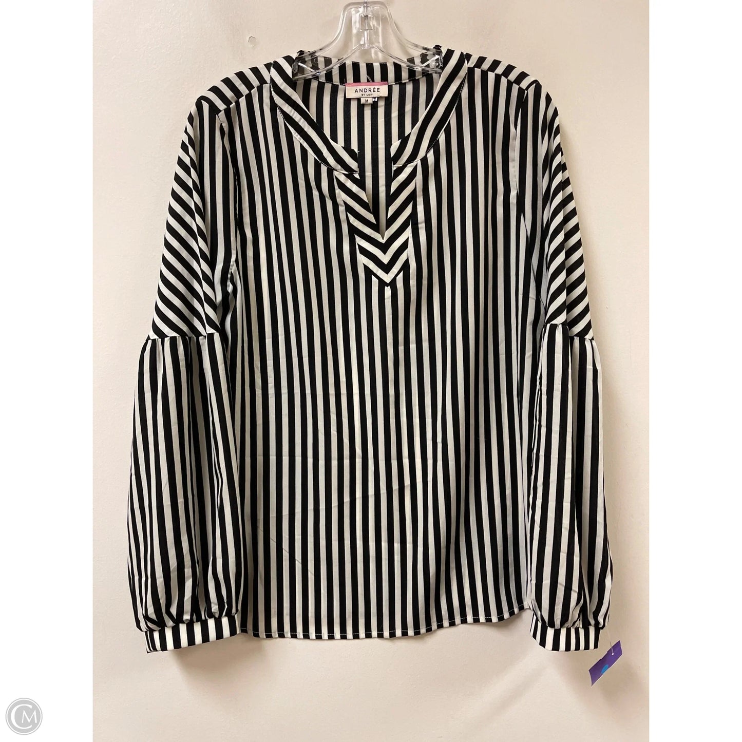 Top Long Sleeve By Andree By Unit In Black & White, Size: M