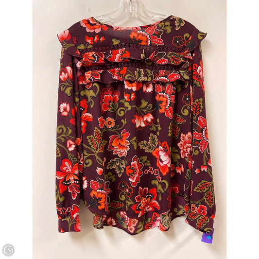 Top Long Sleeve By Loft In Purple & Red, Size: M