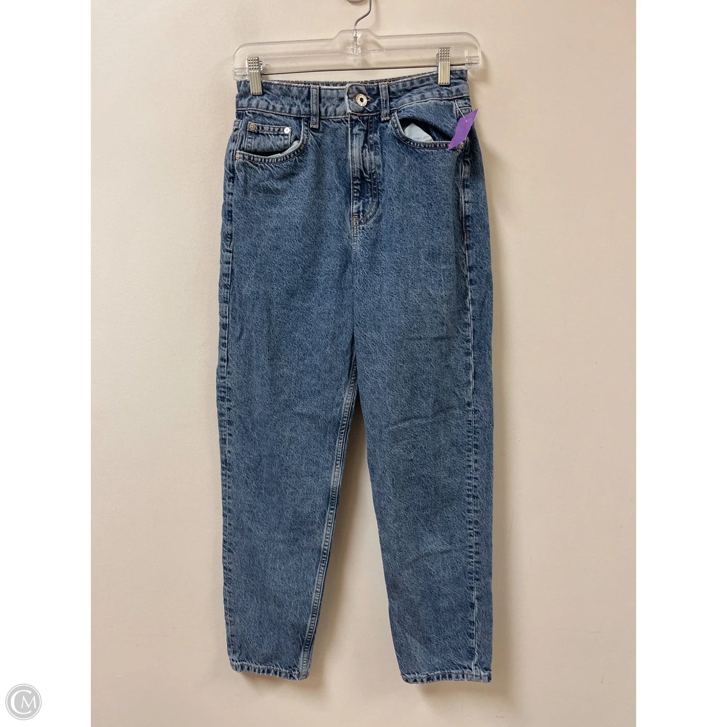 Jeans Straight By Zara In Blue Denim, Size: 4