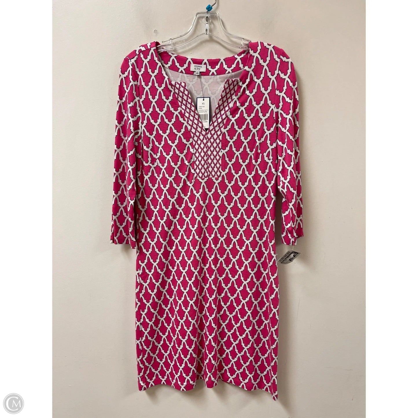 Dress Casual Short By Crown And Ivy In Pink & White, Size: Xs