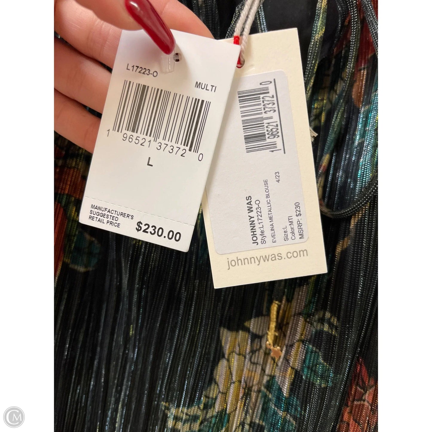 Top Long Sleeve By Johnny Was In Floral Print, Size: L