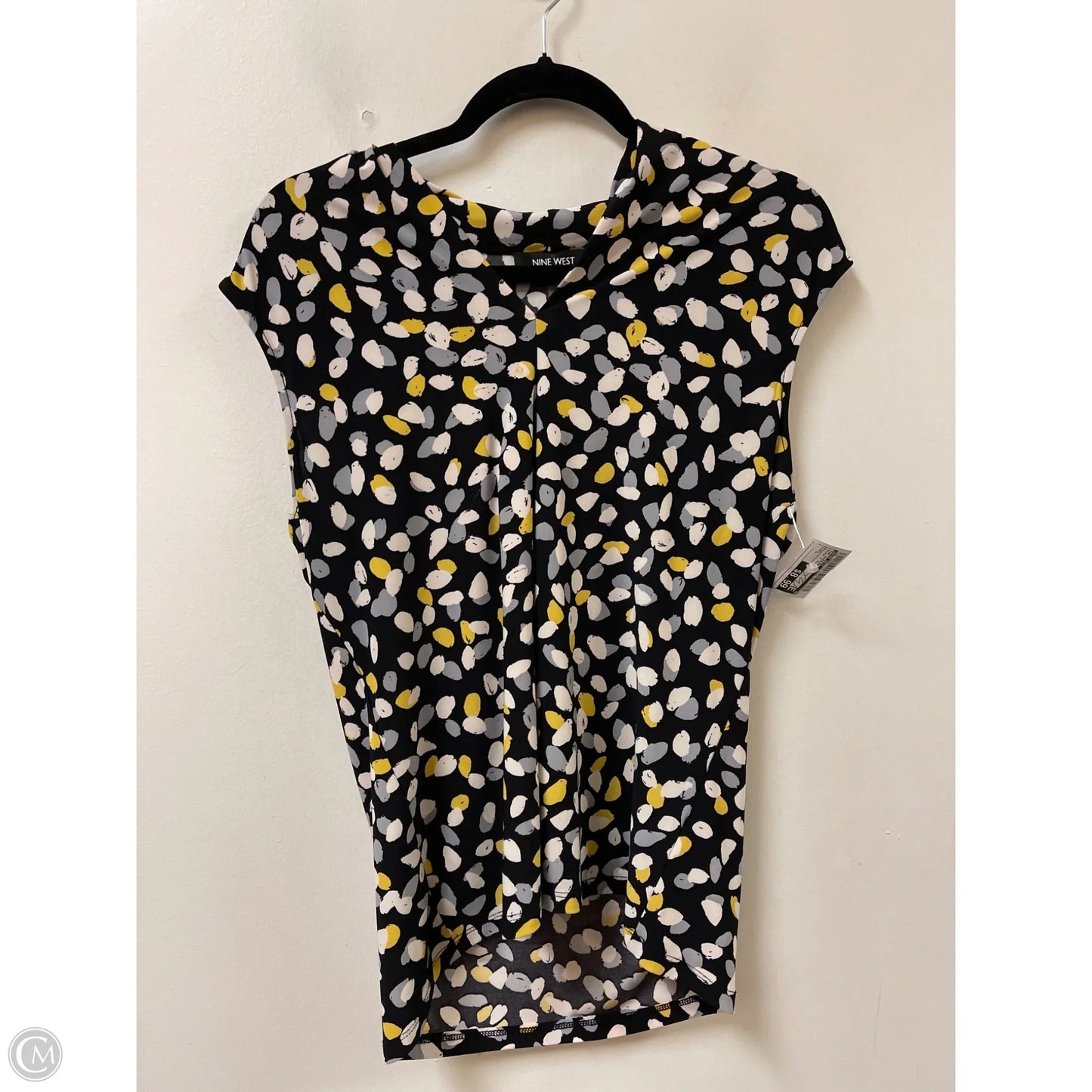 Top Sleeveless By Nine West In Black & Yellow, Size: L