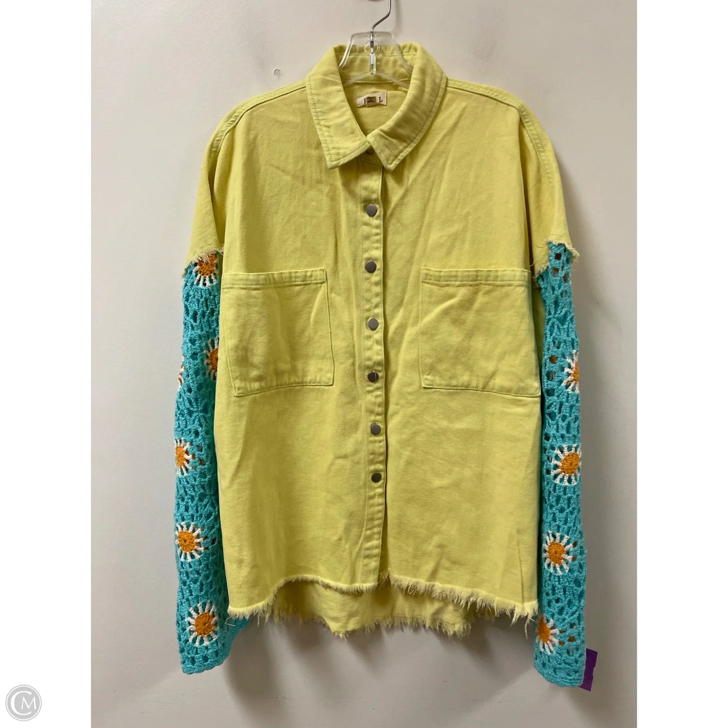 Jacket Denim By Pol In Yellow, Size: L