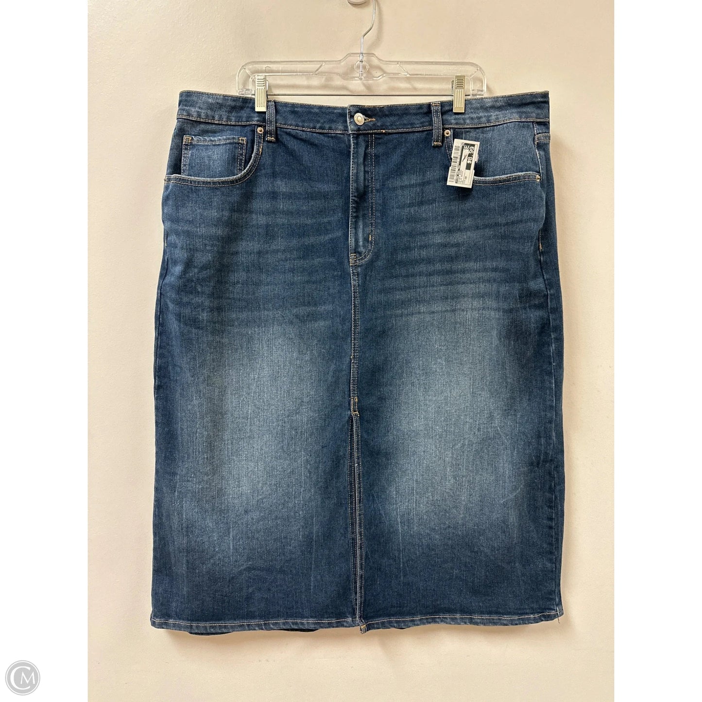 Skirt Midi By Time And Tru In Blue Denim, Size: 20