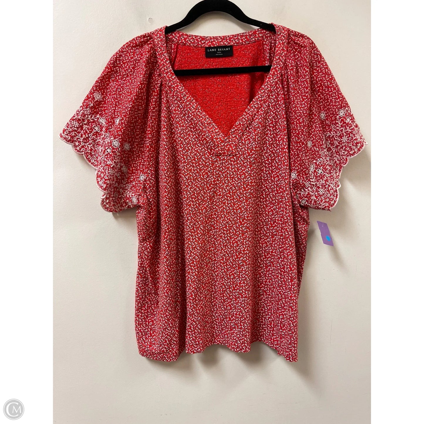 Top Short Sleeve By Lane Bryant In Red & White, Size: 3x