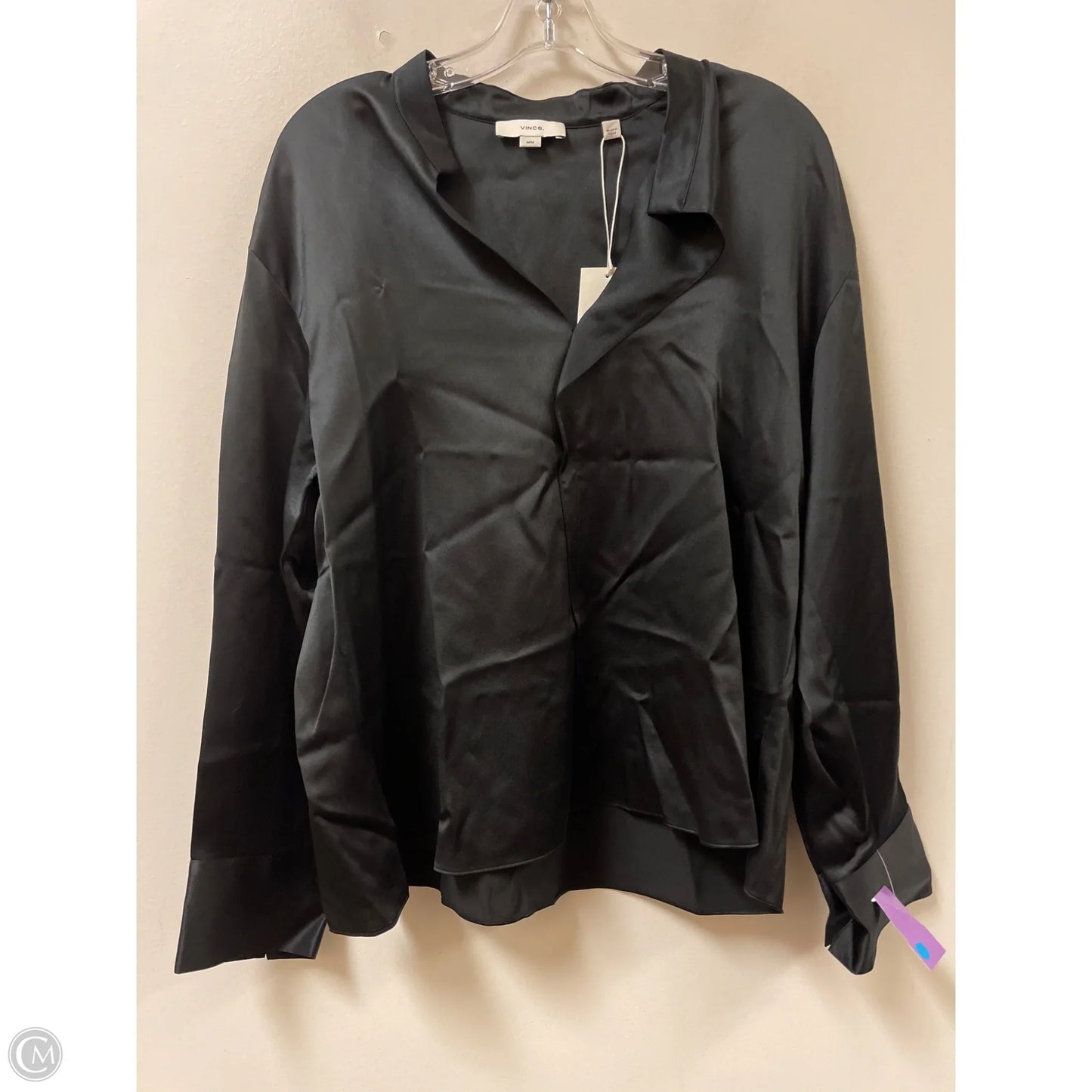Top Long Sleeve By Vince In Black, Size: M