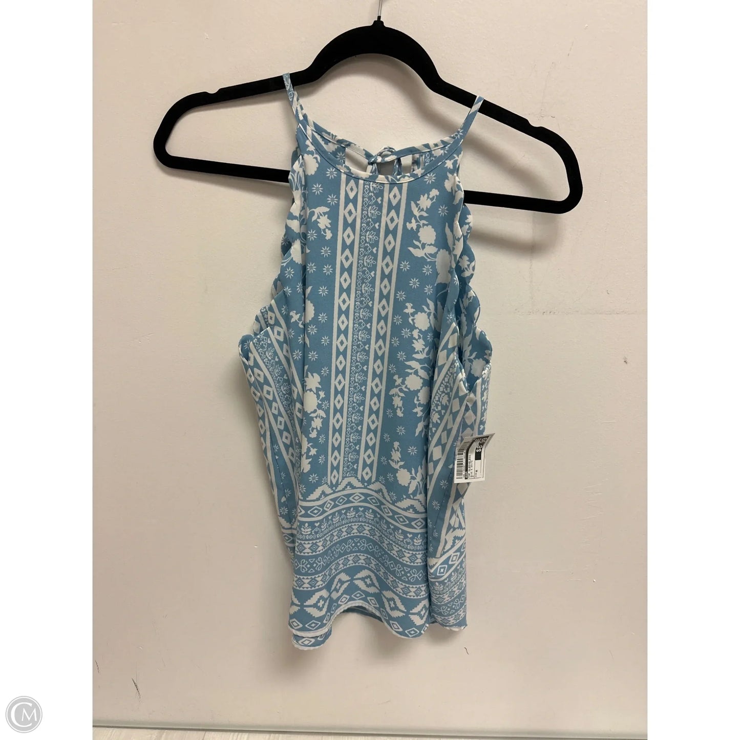 Top Sleeveless By E&m In Blue & White, Size: M