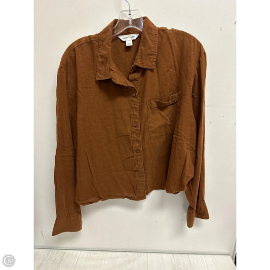 Blouse Long Sleeve By Old Navy In Brown, Size: L