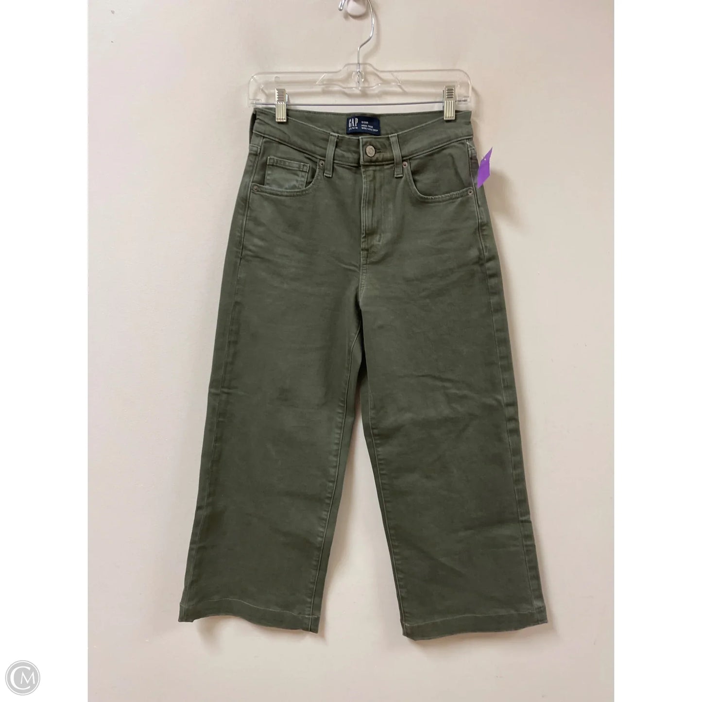 Pants Cropped By Gap In Green Denim, Size: 0