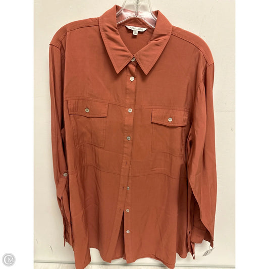 Blouse Long Sleeve By John Mark In Orange, Size: Xl