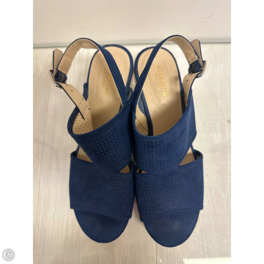 Sandals Heels Wedge By Liz Claiborne In Navy, Size: 9