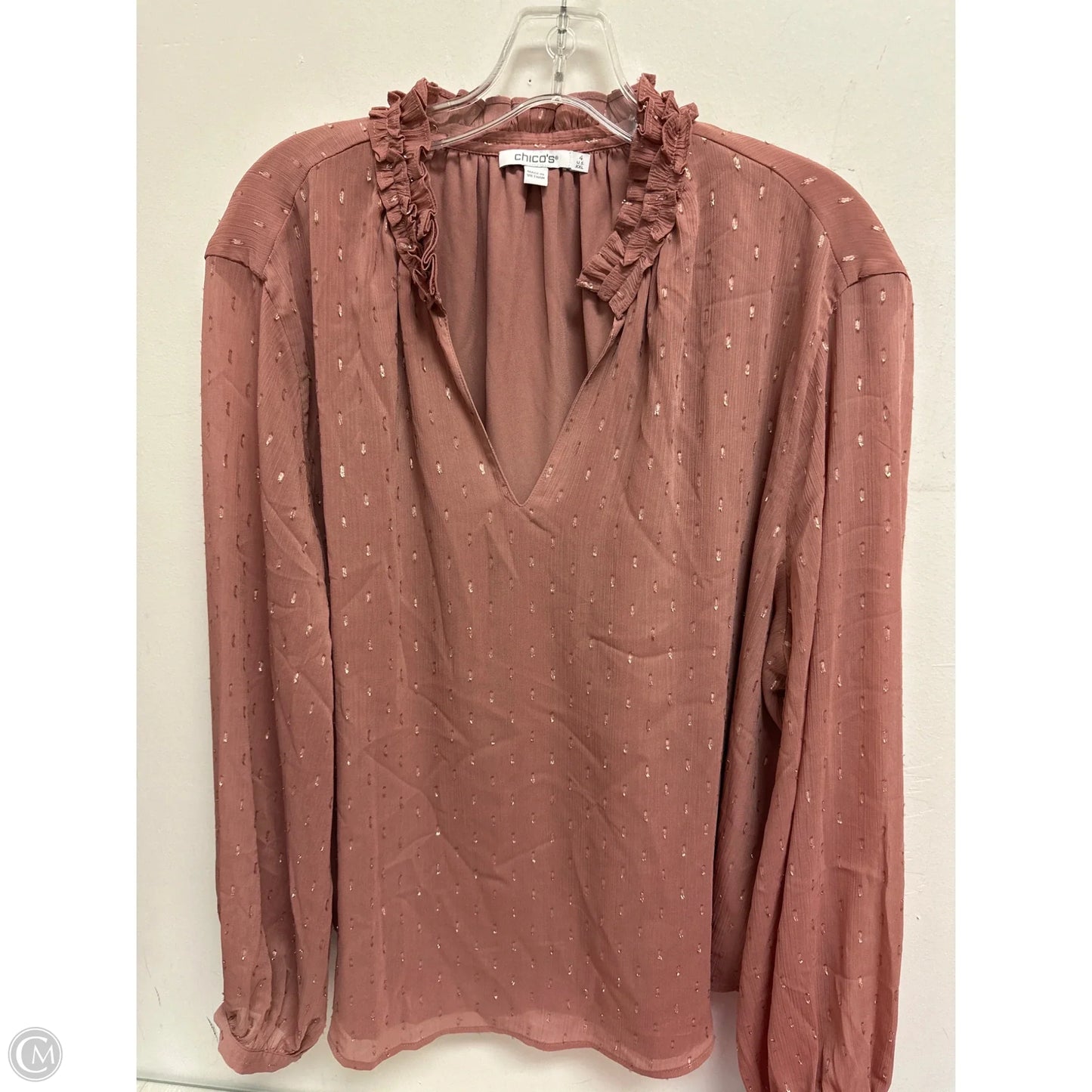 Top Long Sleeve By Chicos In Pink, Size: 1x