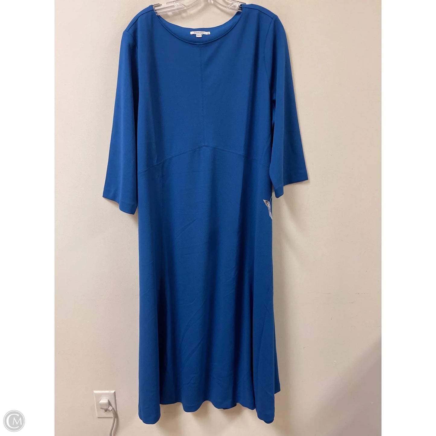 Dress Casual Midi By Chicos In Blue, Size: 1x