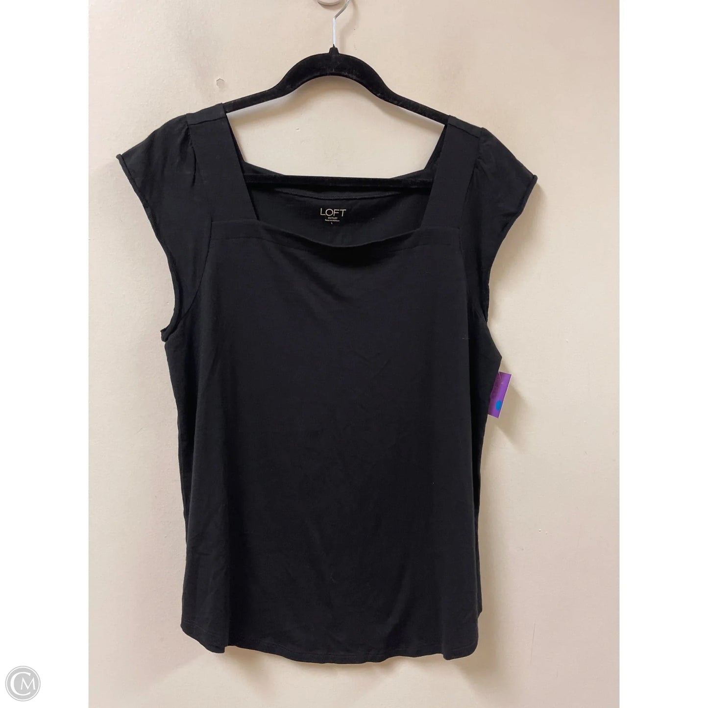 Top Short Sleeve By Loft In Black, Size: L