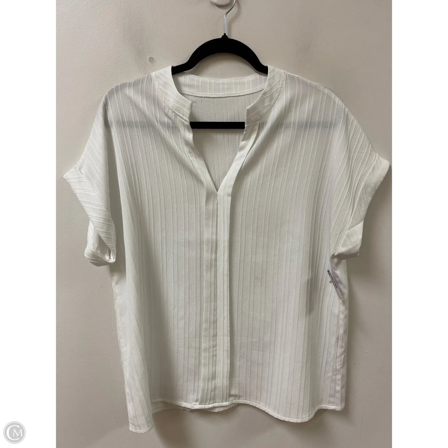 Top Short Sleeve By Shein In White, Size: L