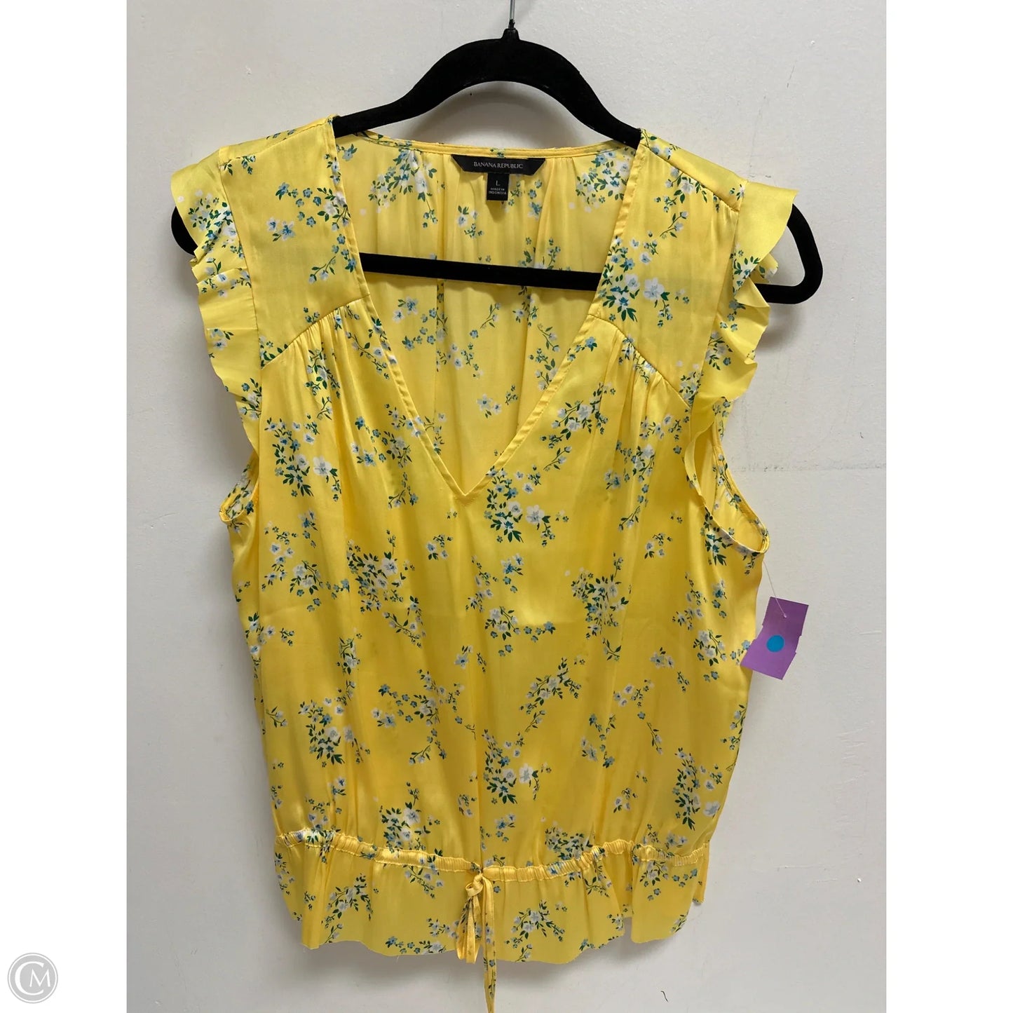 Top Short Sleeve By Banana Republic In Yellow, Size: L