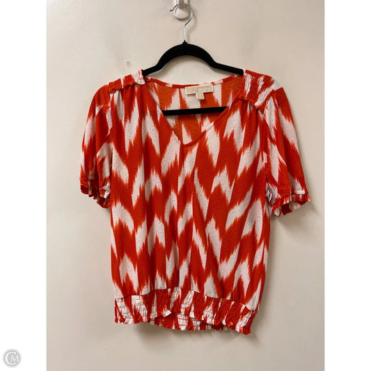 Top Short Sleeve By Michael By Michael Kors In Orange & White, Size: S