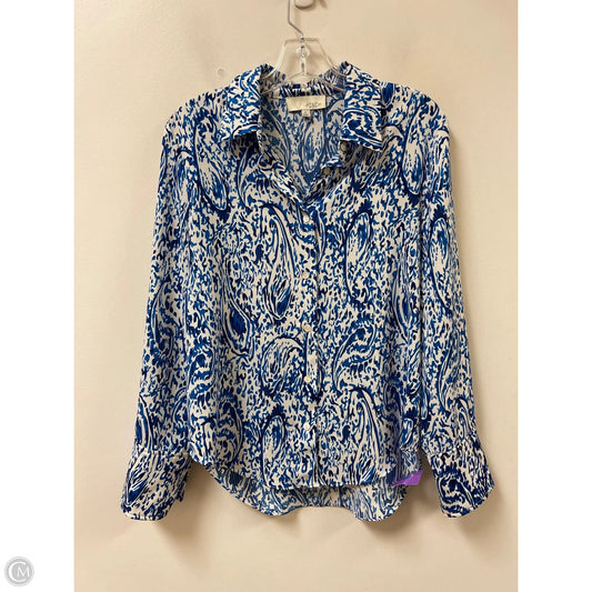 Blouse Long Sleeve By Pinch In Blue & White, Size: S