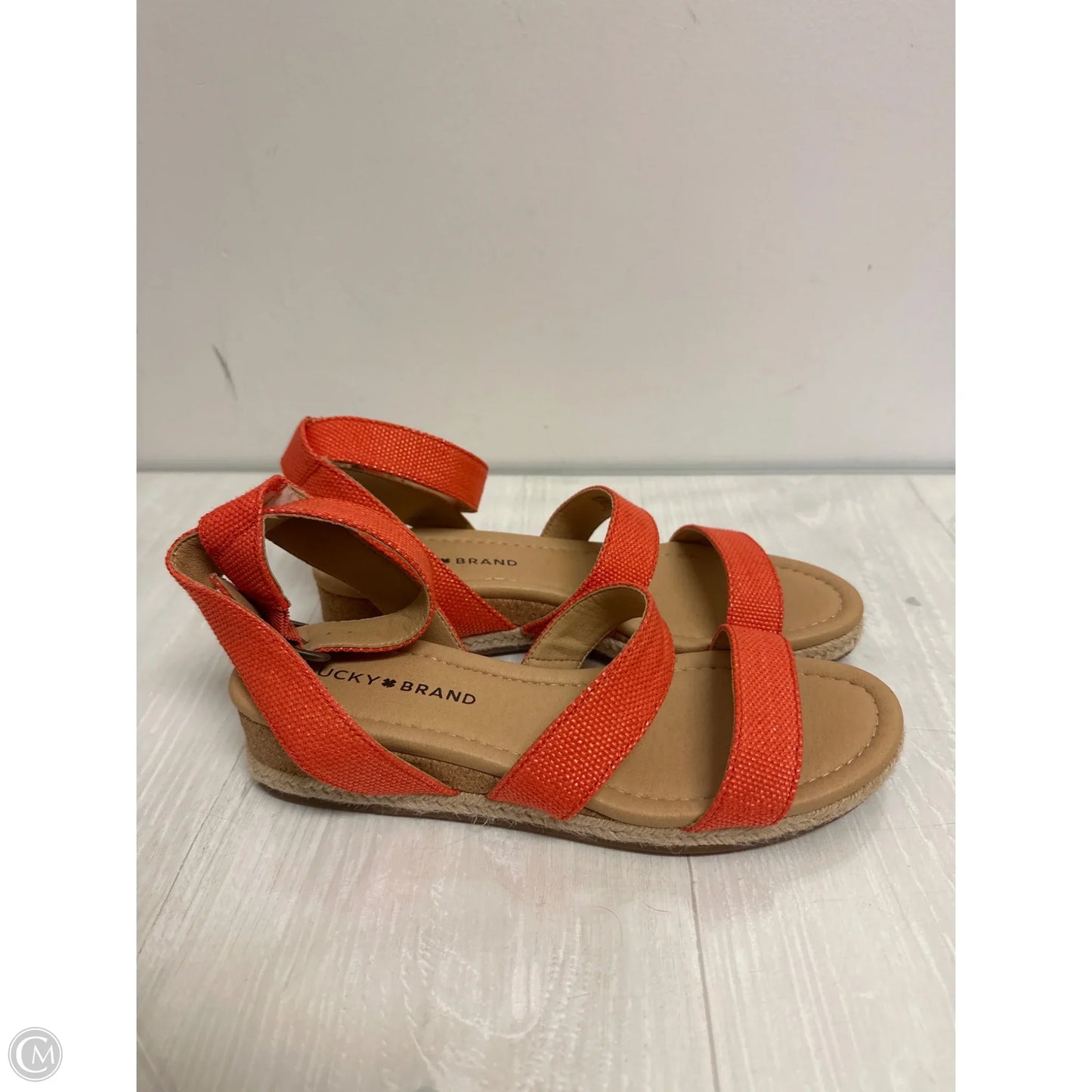 Sandals Heels Wedge By Lucky Brand In Orange, Size: 6.5